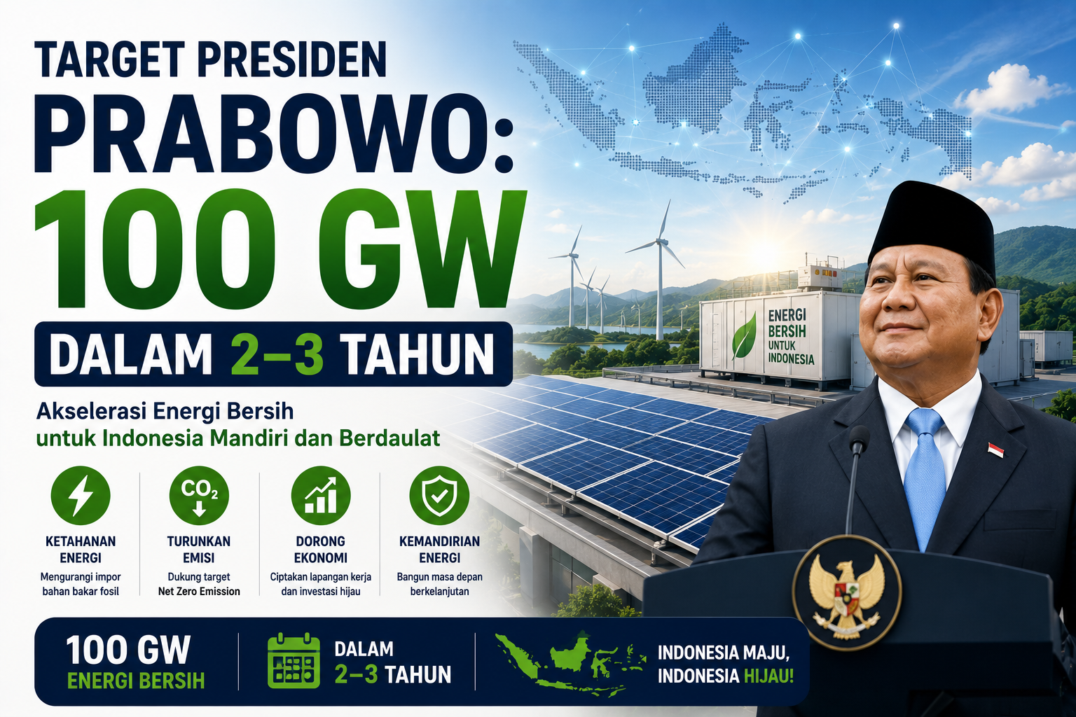 Target Presiden Prabowo: 100 GW dalam 2–3 Tahun
