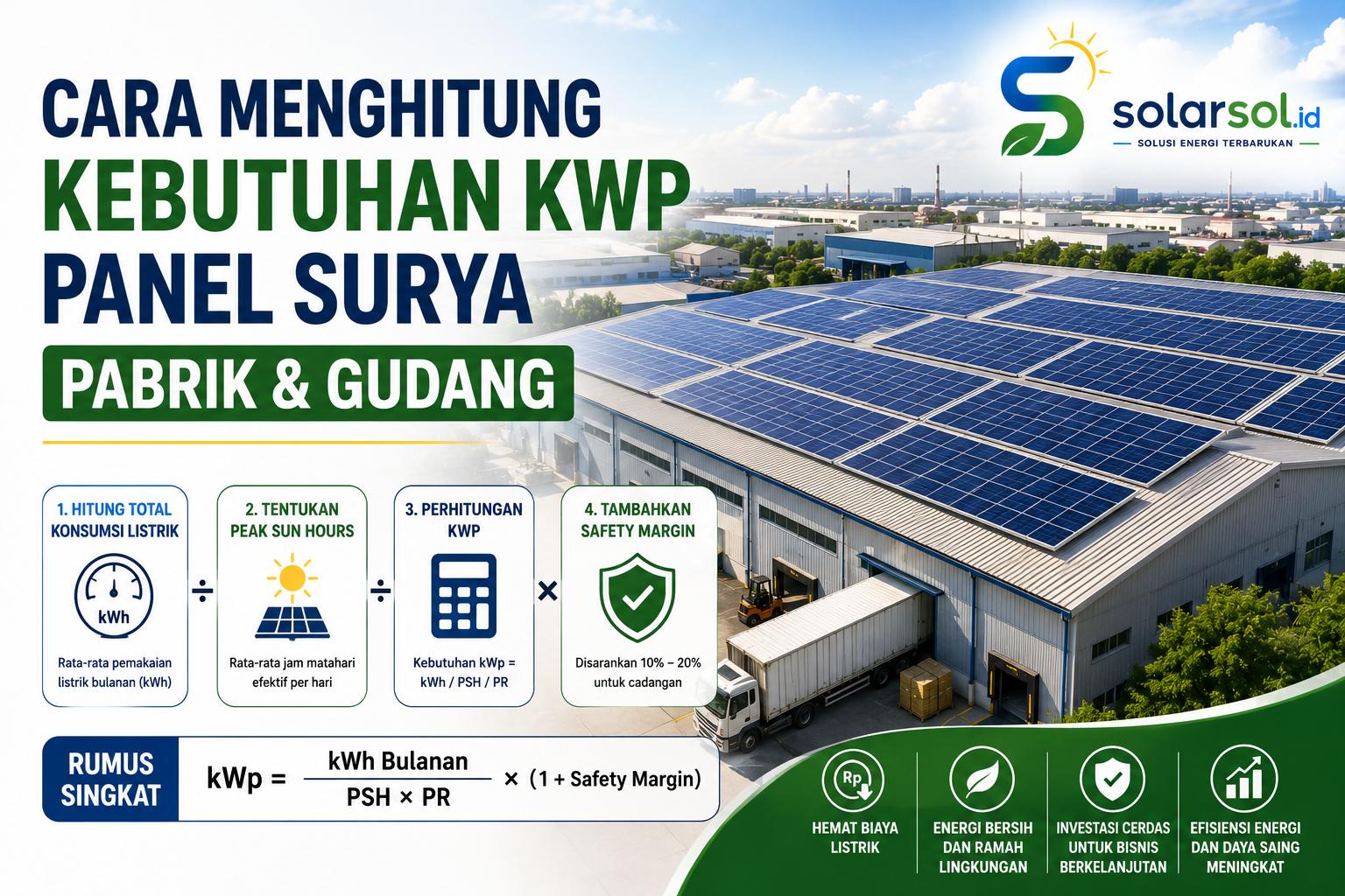 Panduan Lengkap Cara Menghitung Kebutuhan kWp Panel Surya untuk Pabrik dan Gudang di Indonesia