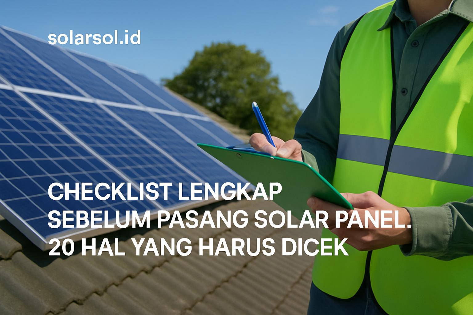 Checklist Lengkap Sebelum Pasang Solar Panel: 20 Hal yang Harus Dicek